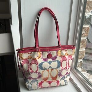 Coach Dream Signature Scribble Multicolor Tote Bag